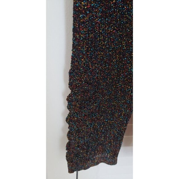 NEW FREE PEOPLE INTIMATELY BLACK RAINBOW LUREX LONG SLEEVE BODYSUIT SZ MEDIUM - Picture 6 of 12